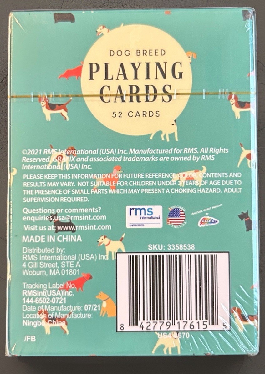 Dog Breeds Playing Cards Deck Of 52 New / Sealed