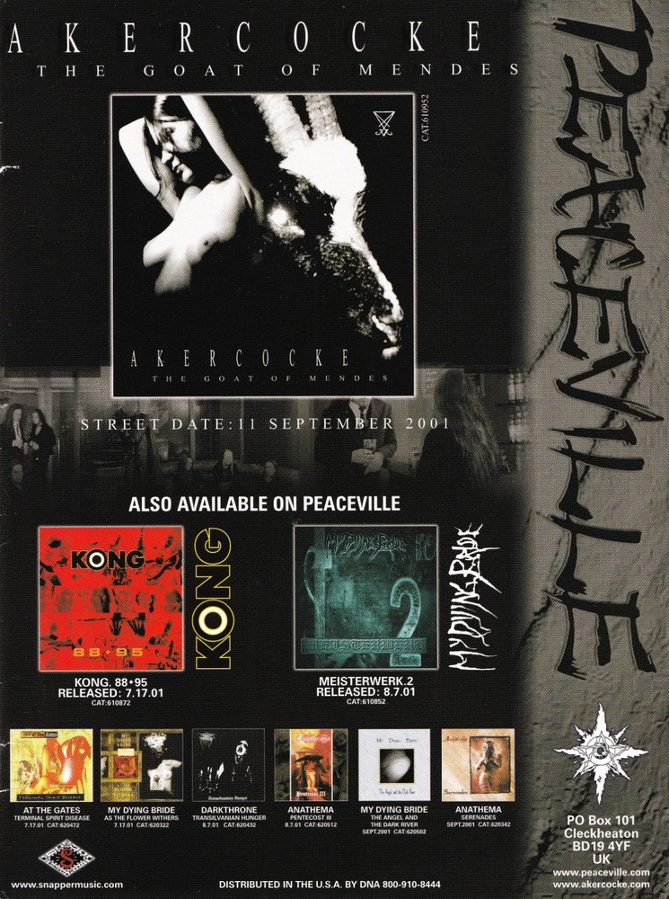 AKERCOCKE THE GOAT OF MENDES-2001 ALBUM PROMO 8X11 PRINT AD POSTER-DEATH METAL