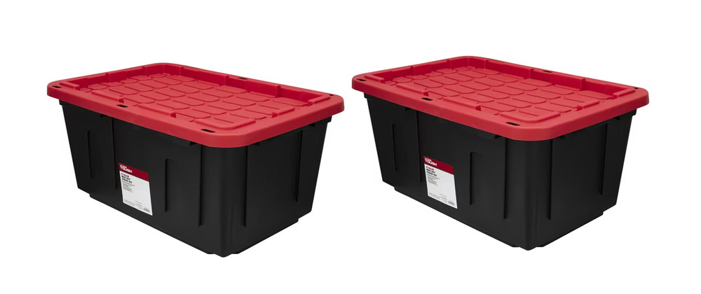 Hyper Tough 27 Gallon Snap Lid Plastic Storage Bin Container, Pack of 2