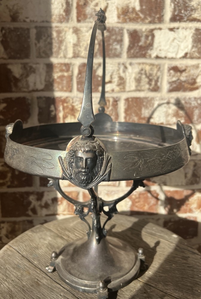 Silver Plate Cake Pan Wedding Fox, Faces, Rams