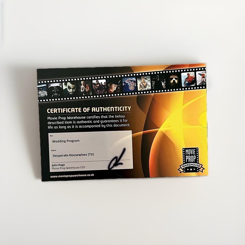 DESPERATE HOUSEWIVES Screen Used Prop Program VANESSA WILLIAMS HANDWRITTEN NOTES
