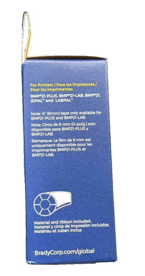 Brady Original White Label Tape Cartridge Vinyl 3/4" x 21' for BMP21 Plus Lab