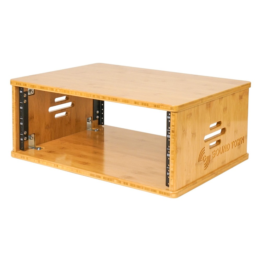 Sound Town DIY 4U Solid Bamboo Studio Rack - 14.2" Depth, Ventilation STBR-4U