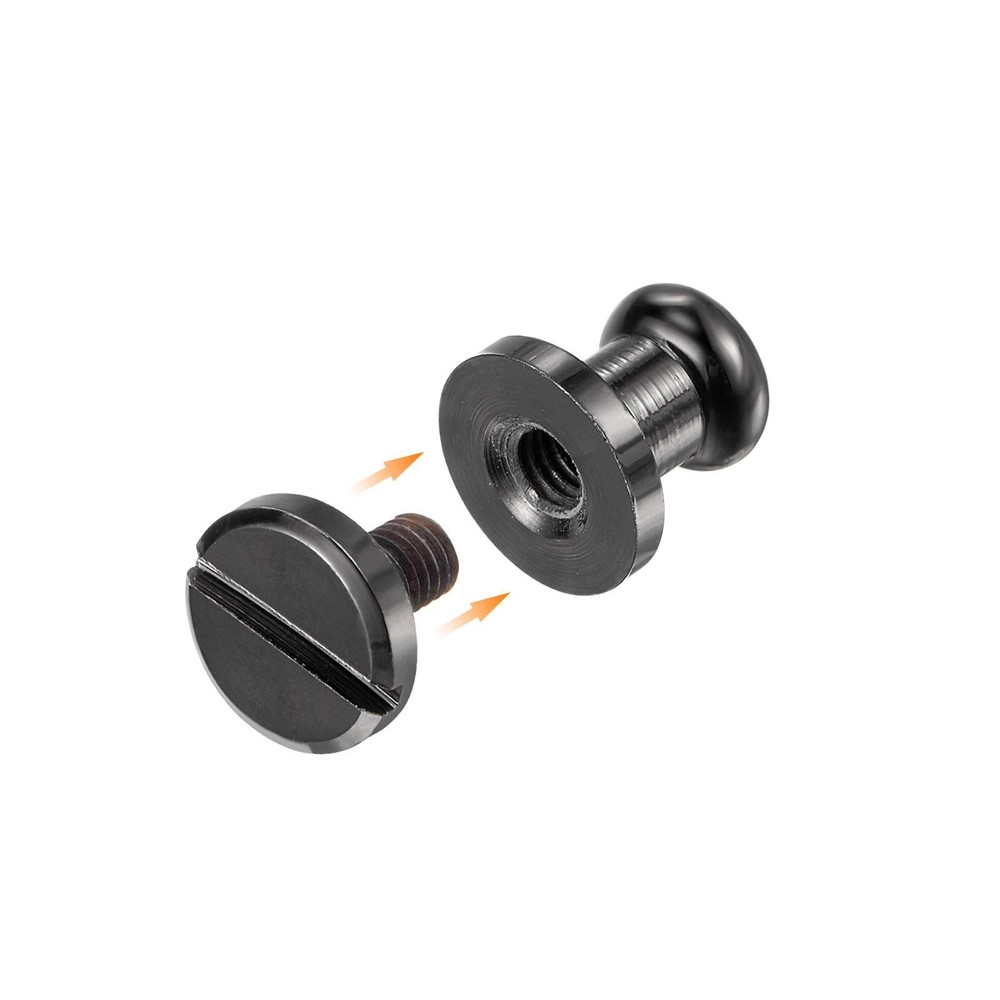 10 Set 6mm Solid Brass Round Head Lock Screw Rivets Pin Fixing, Black