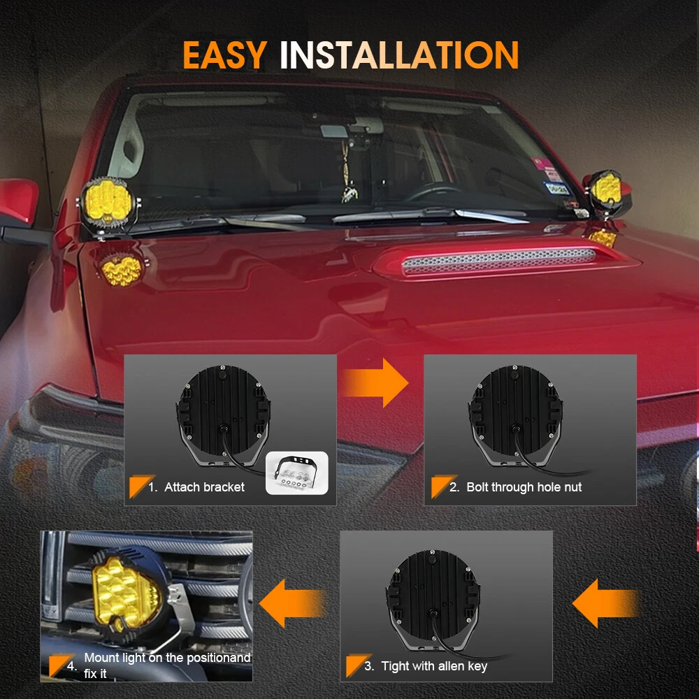 4/5/7inch Car LED Work Light Pods Spot Flood Combo Offroad SUV Driving Fog Lamp