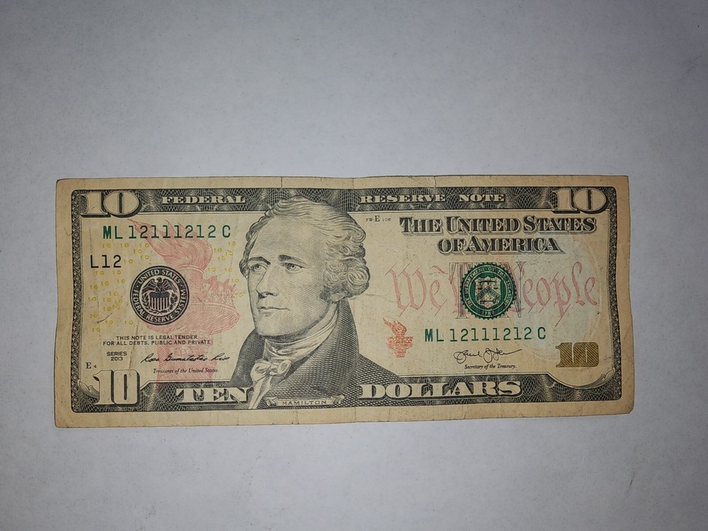 very rare binary $10 bank note