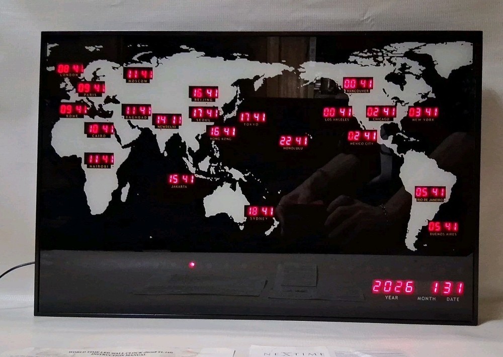 NeXtime Digital World Clock Model PWAR2897 - Black