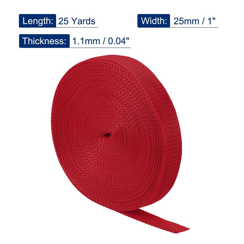 Lightweight Polypropylene Webbing Strap 1" 25 Yards Dark Red Strapping