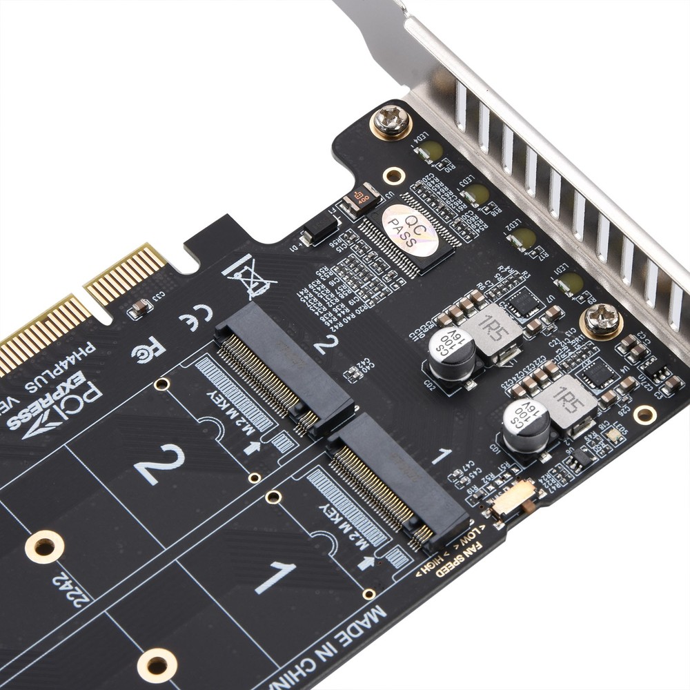 PCIe 4.0 PH44 PLUS SSD Expansion Split Card RAID 0 Mode Supports 4 Nvme M.2