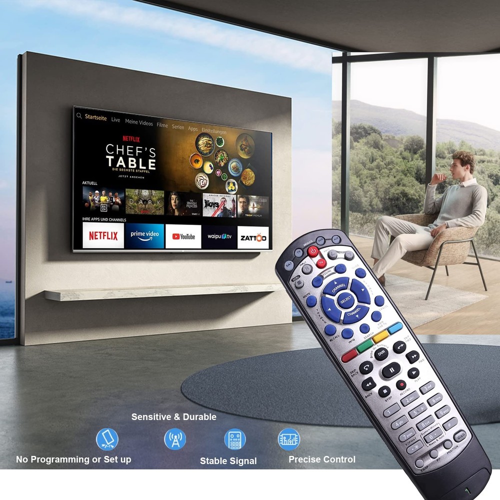 New IR Remote Control for Dish Network 20.1 Satellite Medium, Black