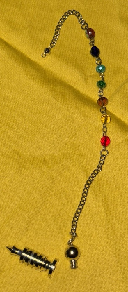 7 Chakra Crystal Pendulum (Gemstone Dowsing Pendulums, Chakra Pendulums)