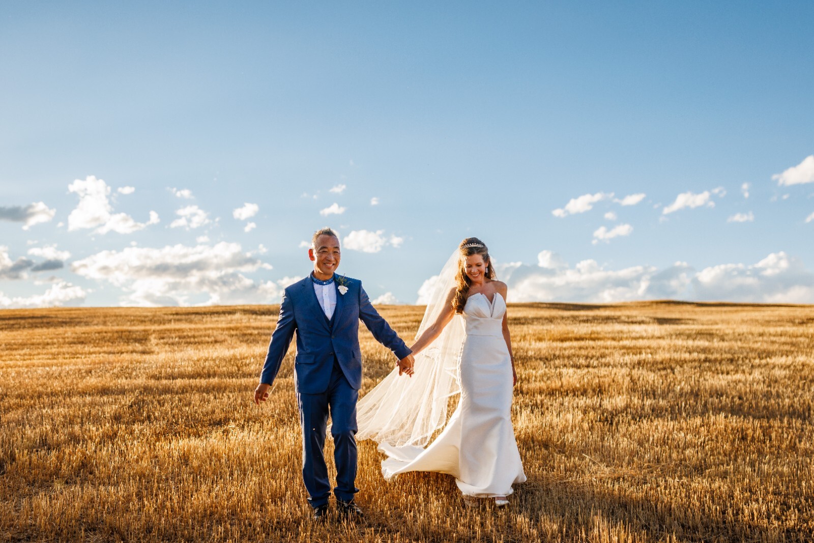 wedding veil chapel length Peter Langer off white with delicate rope trim