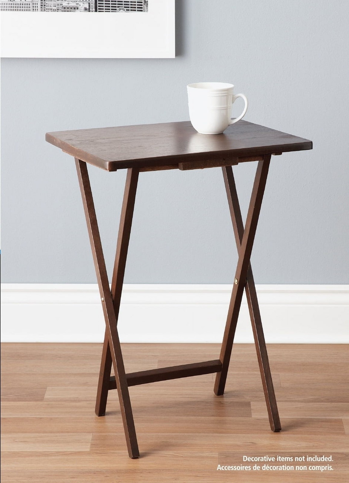 Folding TV Tray Table, Rubberwood, Walnut, 19" X 14.5" X 26", Indoor, 1 Piece