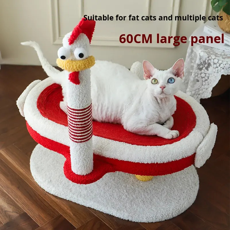 Cat Tree Scratching Posts Chicken-Shaped Climbing Frame Hemp Rope Perch Platform