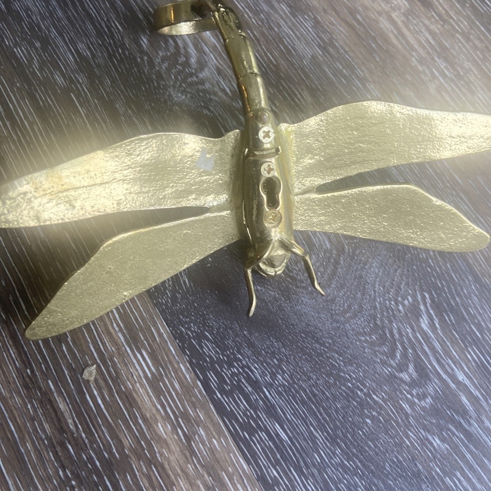 Vintage Style Solid Brass Dragonfly Front Door Knocker Bent Tail Design 8x4"
