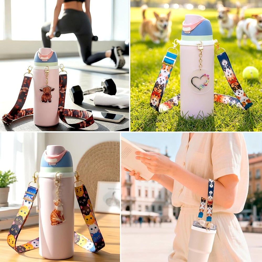 Shoulder Strap and Handle Strap and Charm Set Compatible for Owala,Includes Sili