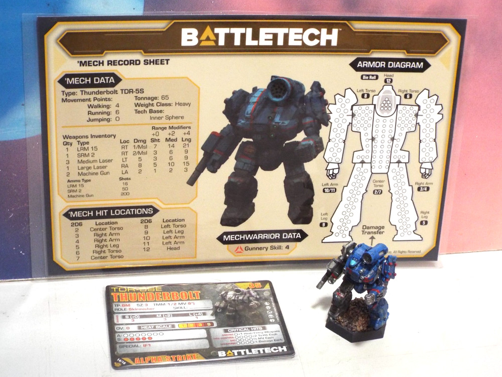BATTLETECH THUNDERBOLT MECH (CATALYST, PLASTIC, PAINTED)
