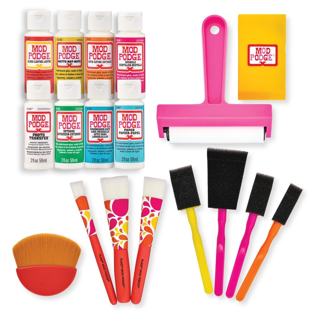 Mod Podge, Essential Decoupage Kit, Featuring 8 Formulas and 10 Assorted