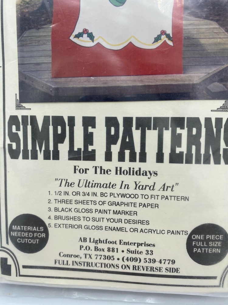 Do-It Yourself Yard Art Mrs. Clause Simple Patterns Template Christmas NOS Vtg