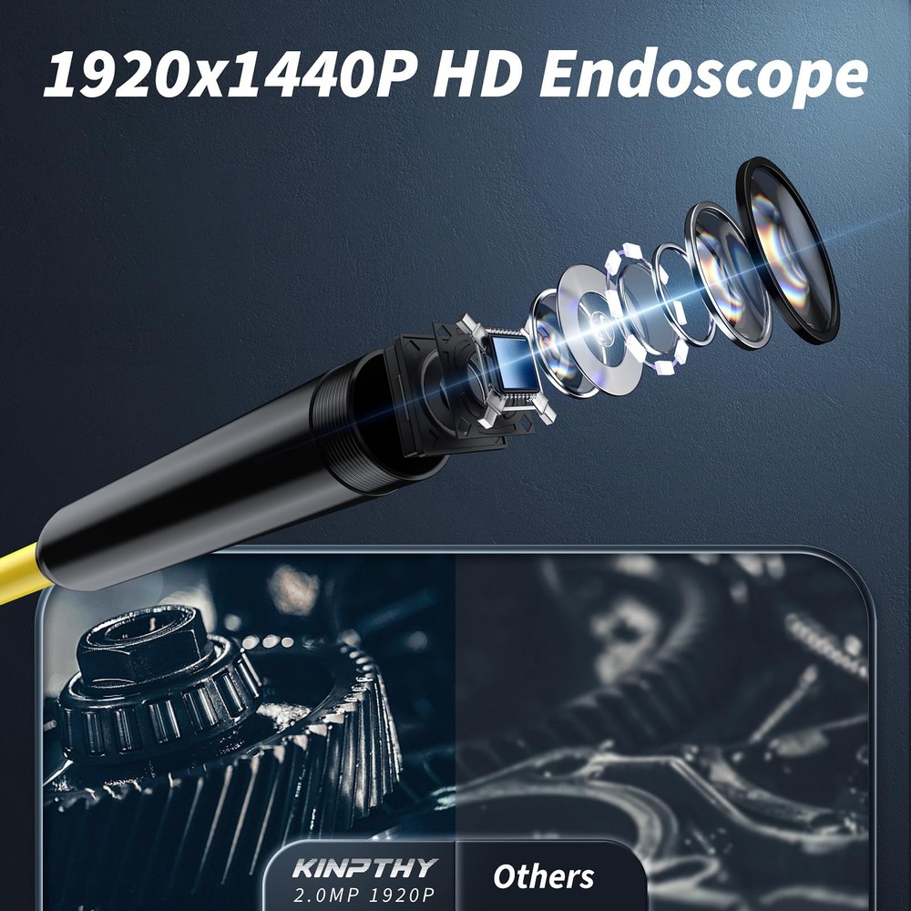 Endoscope Camera with Light,1920P HD Borescope Tools with 8 Adjustable LED Li...