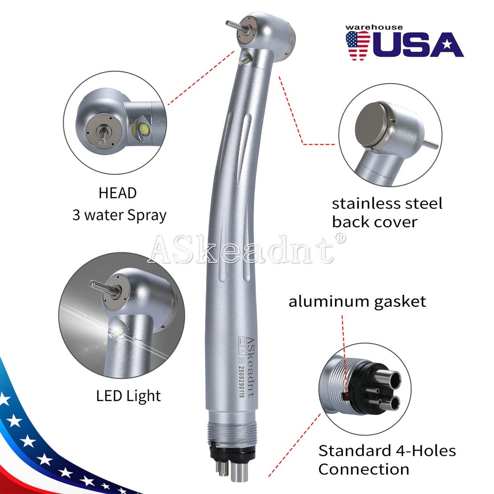 Dental E-generator LED High Speed Ceramic Torque Head Handpiece 4 Hole