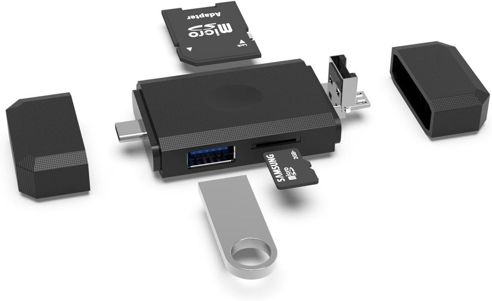 Versatile USB-C & Micro USB Memory Card Reader: Plug & Play Convenience