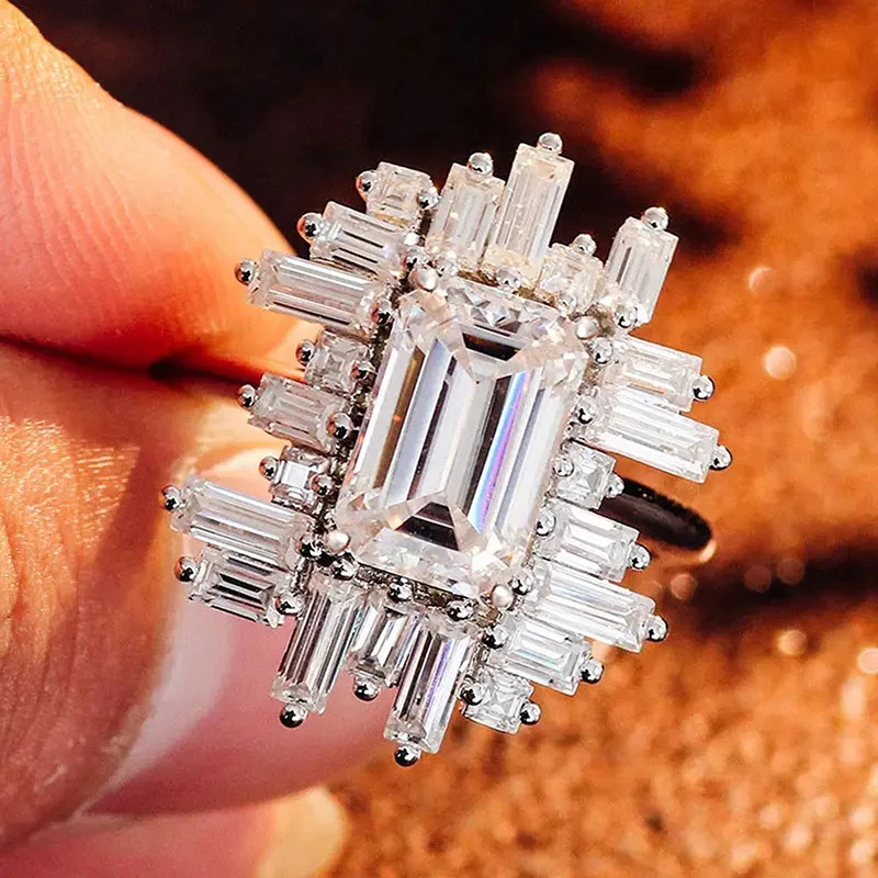 Irregular Design Dazzling Crystal Cubic Zirconia Silver Plated