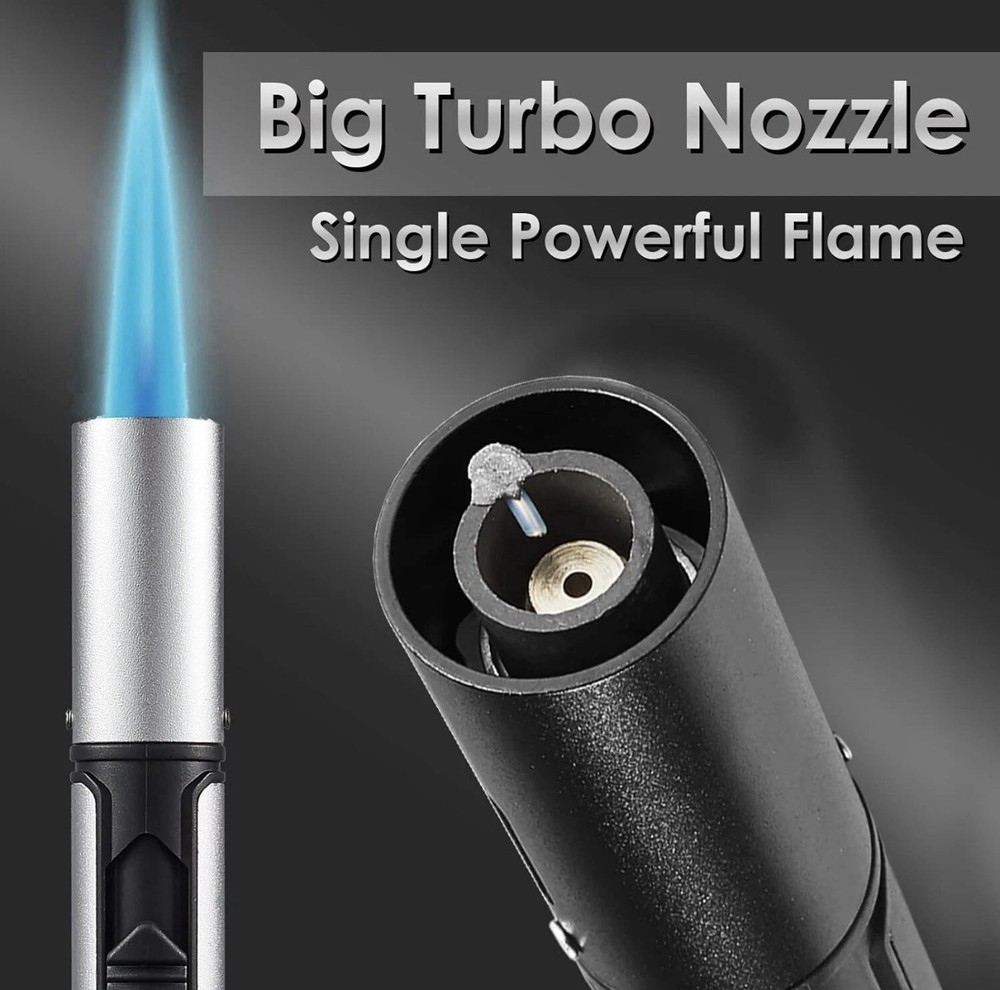 2 Pack Butane Torch Lighters, 6-inch Refillable Pen Lighter Adjustable Jet Flame