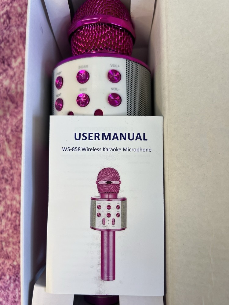 Wireless Bluetooth Party Microphone w/ Speaker Pink Karaoke