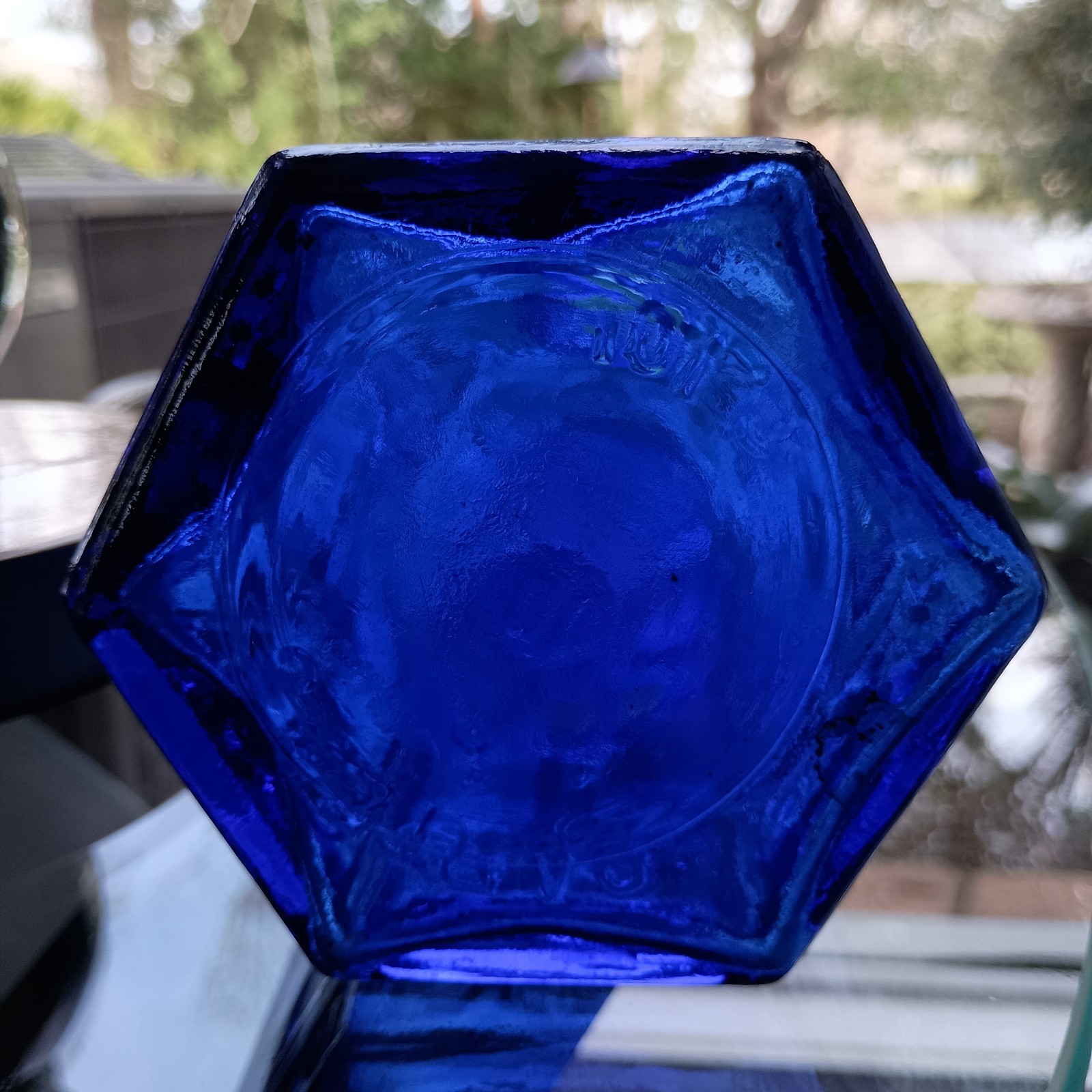 Antique 9.75" CARTER's Cathedral Master INK Bottle, Cobalt Blue Glass - DRILLED