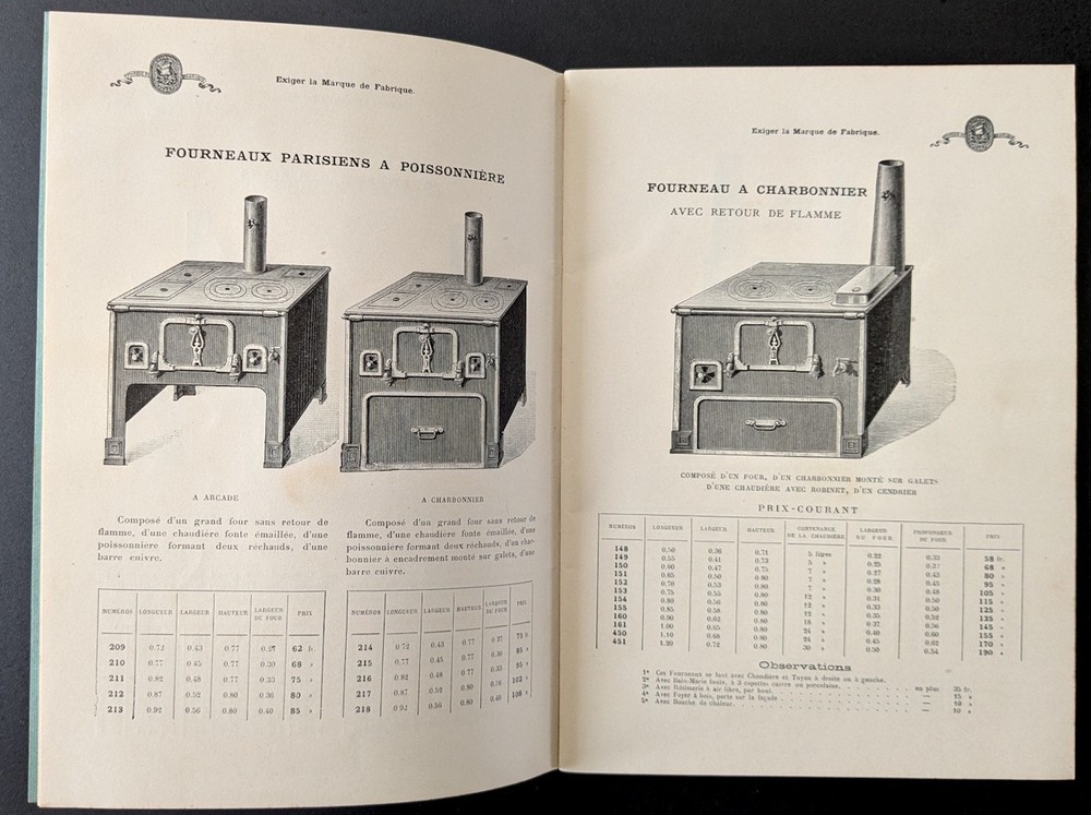 Catalog. Briffault stoves. circa 1910. Paris. heating