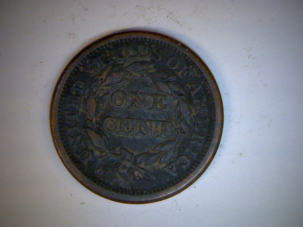 1844 U.S. LARGE CENT, BRAIDED HAIR CENT,