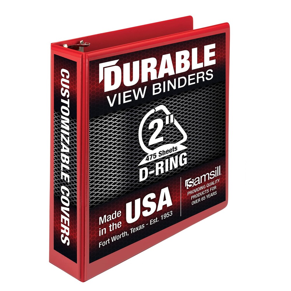 Durable Red 2 Inch 3 Ring Binder with Clear Overlay for Customization 480 Sheets