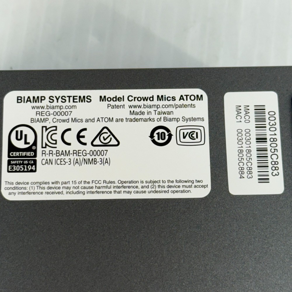 Biamp Crowd Mics ATOM Wireless Audio Hub Excellent Condition