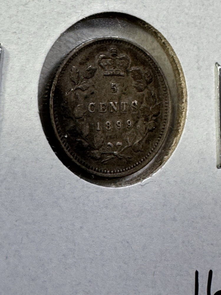 1899 Canada 5 Cents Small Silver Coin