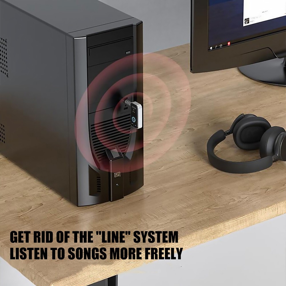 2in1 USB Wireless Bluetooth 5.3 Transmitter Receiver 3.5mm Car Audio Adapter Aux