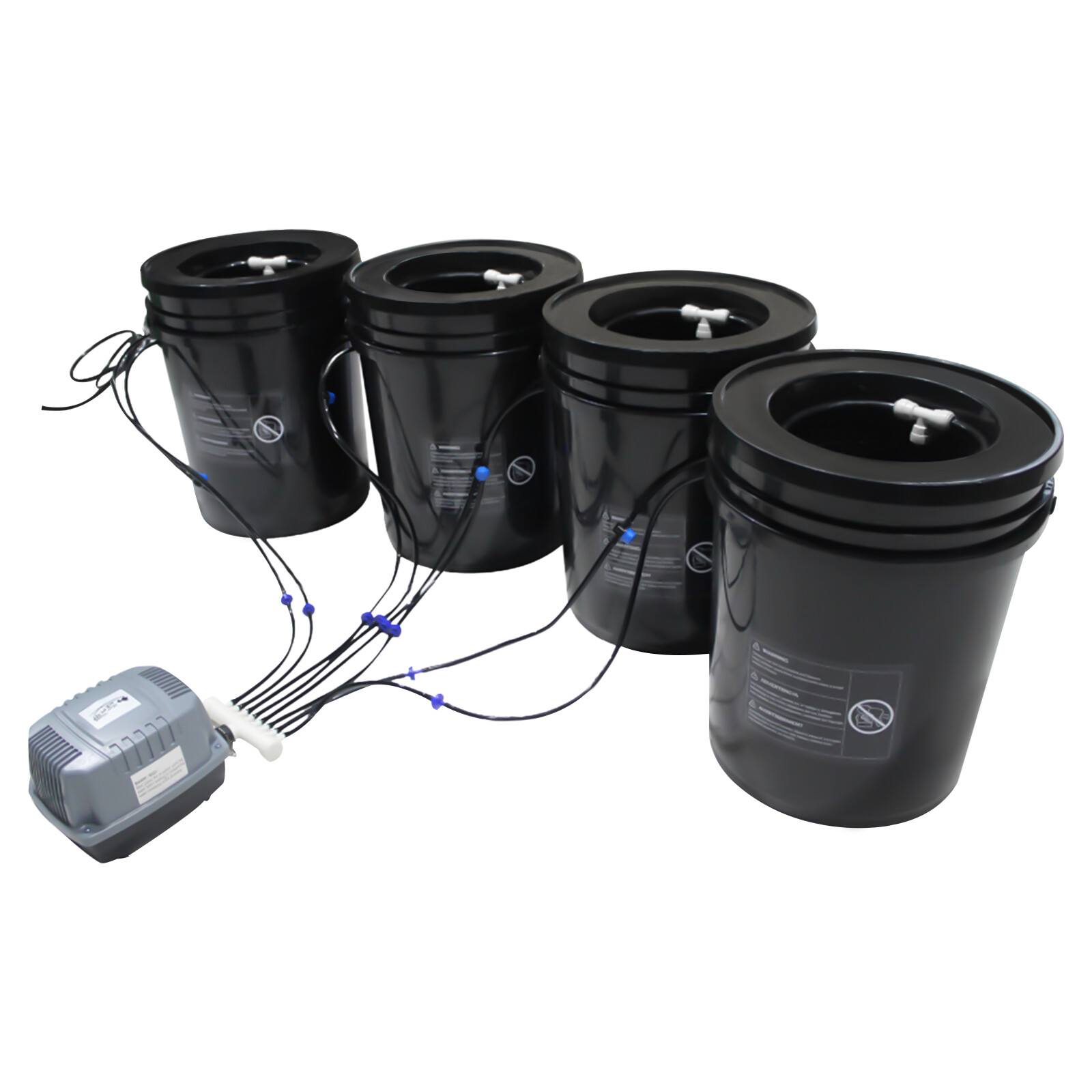 4 Bucket 5 Gal DWC Hydroponics Grow System with Top Drip Irrigation Growing Kit