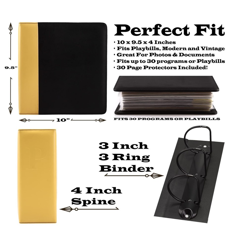 Binder for Holding Broadway Play Program and Theater Programs with 30 Custom ...