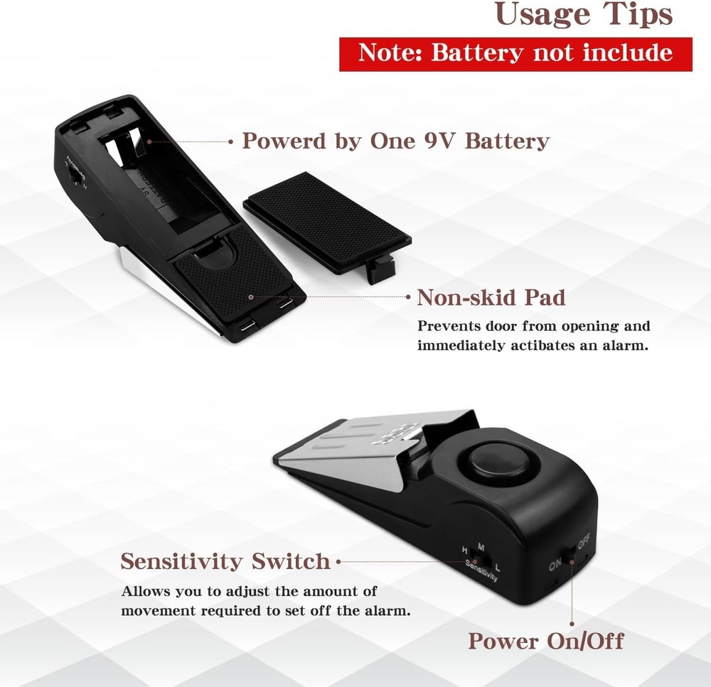 Versatile 120DB Door Stop Alarm - Adjustable Sensitivity for Ultimate Security