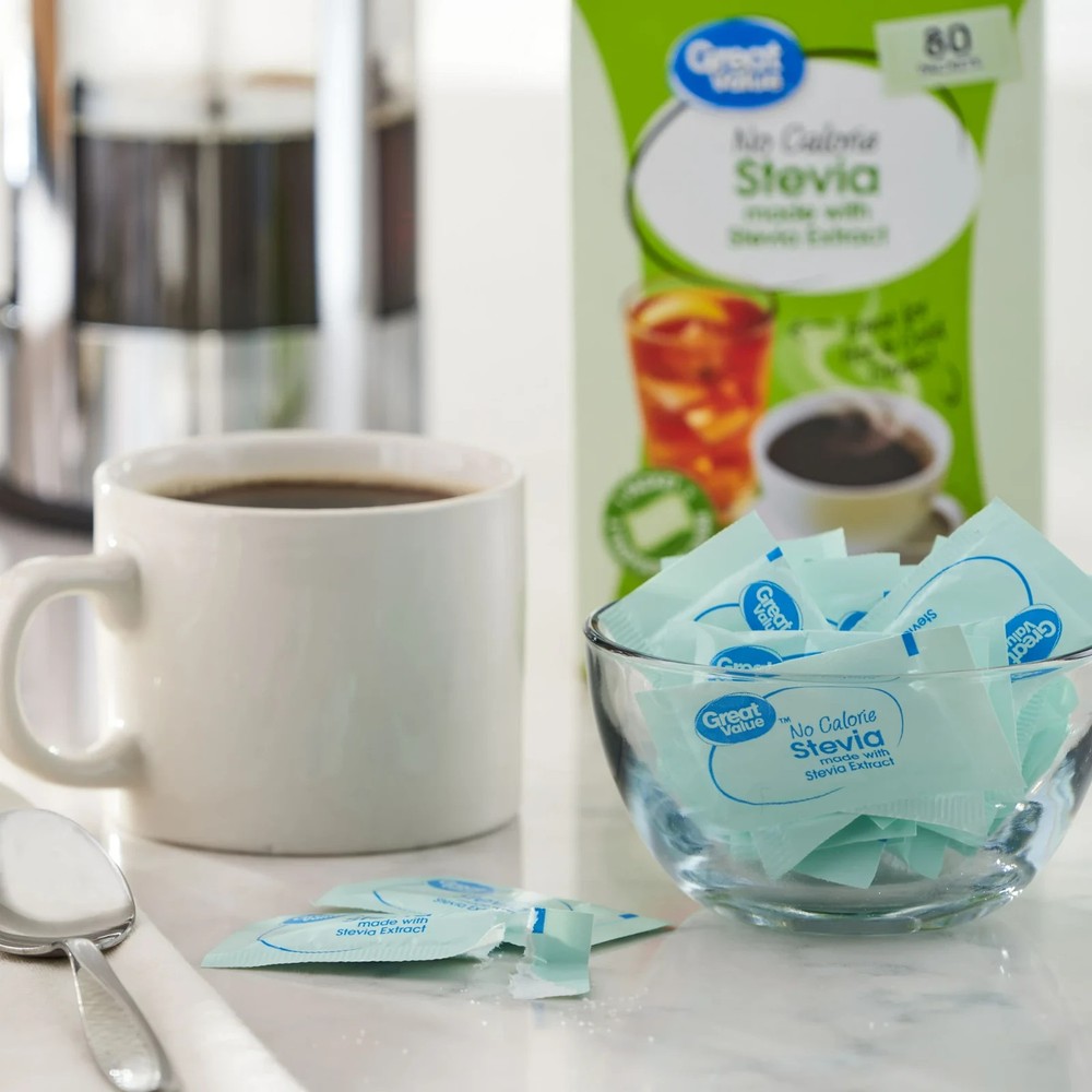 (3 pack) Great Value No Calorie Stevia Packets, 80 Count