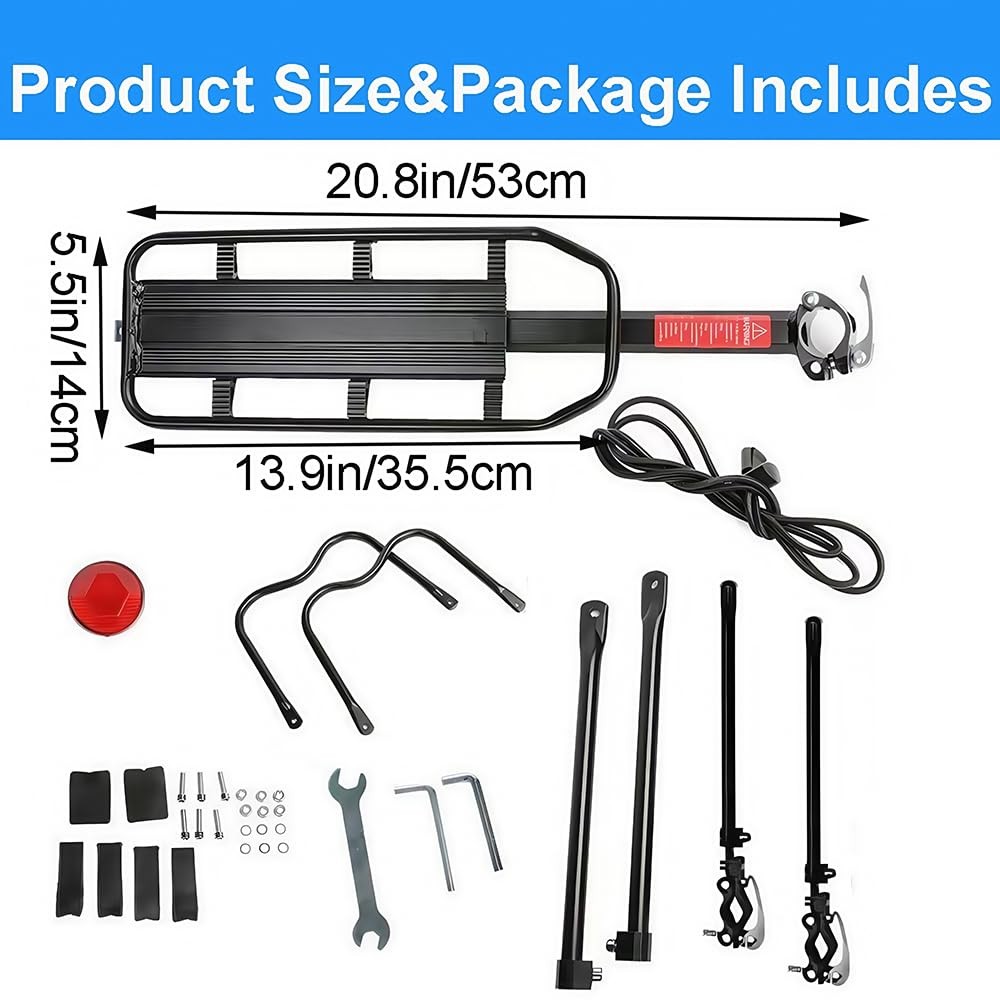 Bike Rack 110lbs/50kgs Capacity Adjustable Quick Release Reflective