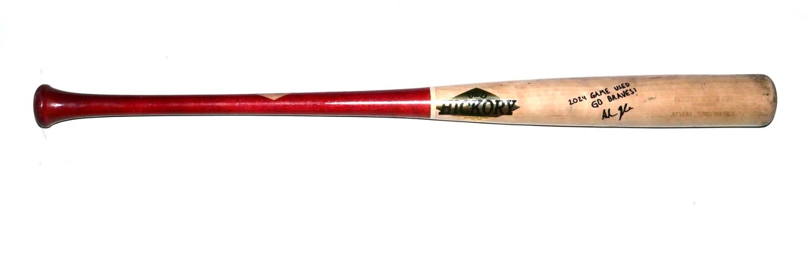 ADAM ZEBROWSKI 2024 ROME EMPERORS GAME USED OLD HICKORY BASEBALL BAT BRAVES