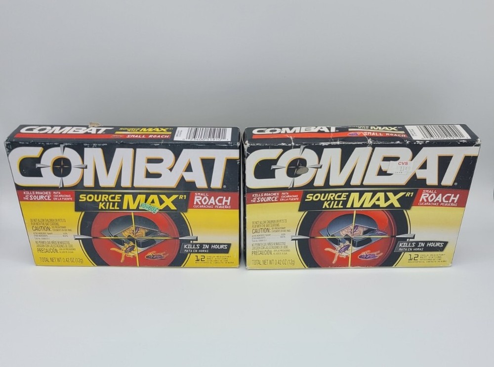 NEW! 2x Combat Quick Kill Formula Roach Killing Bait Stations 12 count Each