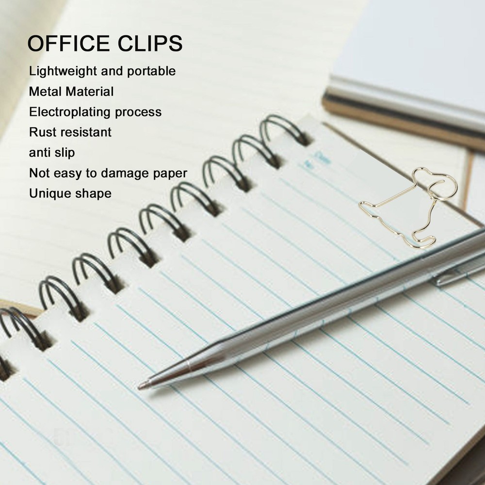 100Pcs Paper Clips Gold Unique Shape Electroplating Process Lightweight Portable