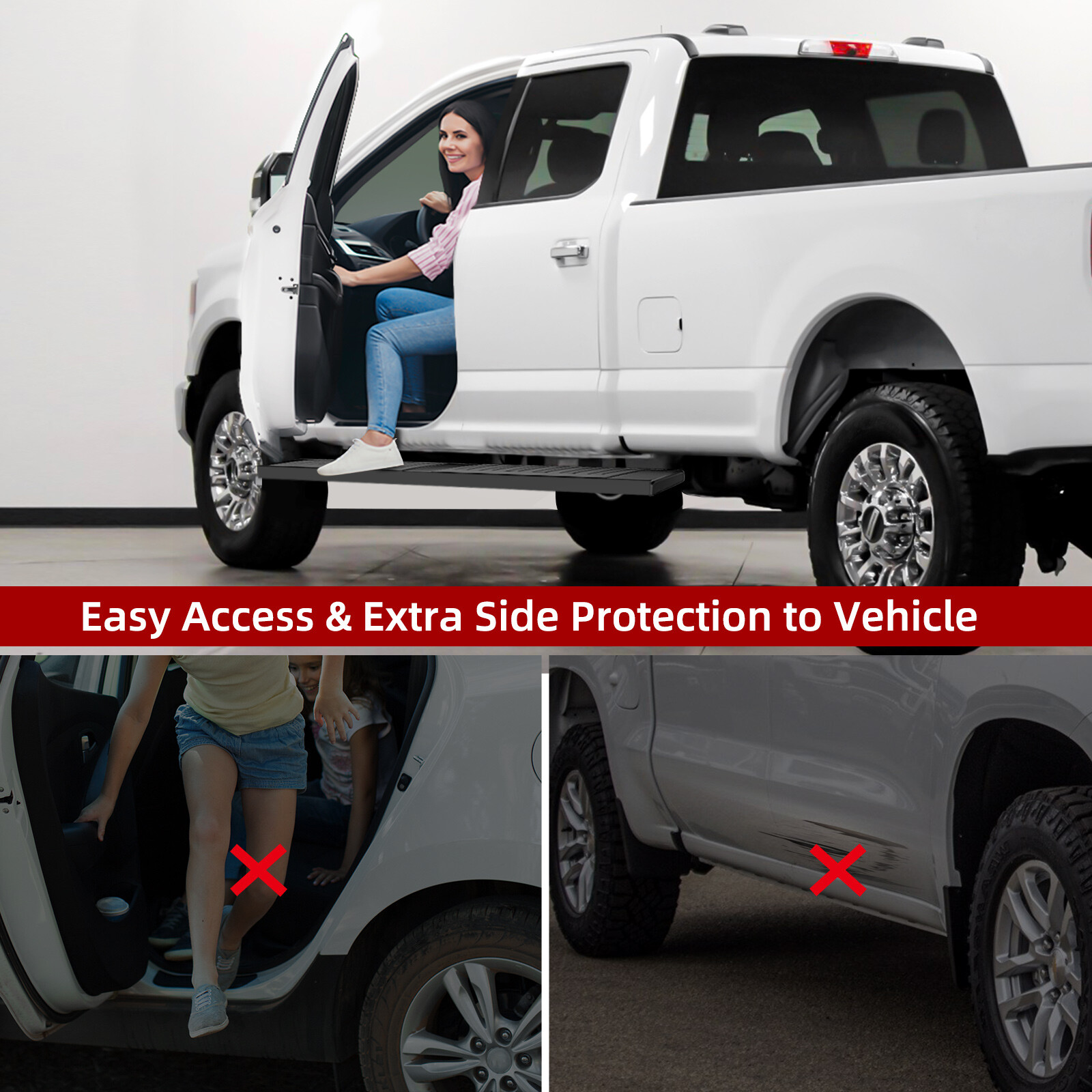 Running Boards for 2009-2018 Dodge Ram 1500 Crew Cab 6" Side Step Nerf Bars BLK