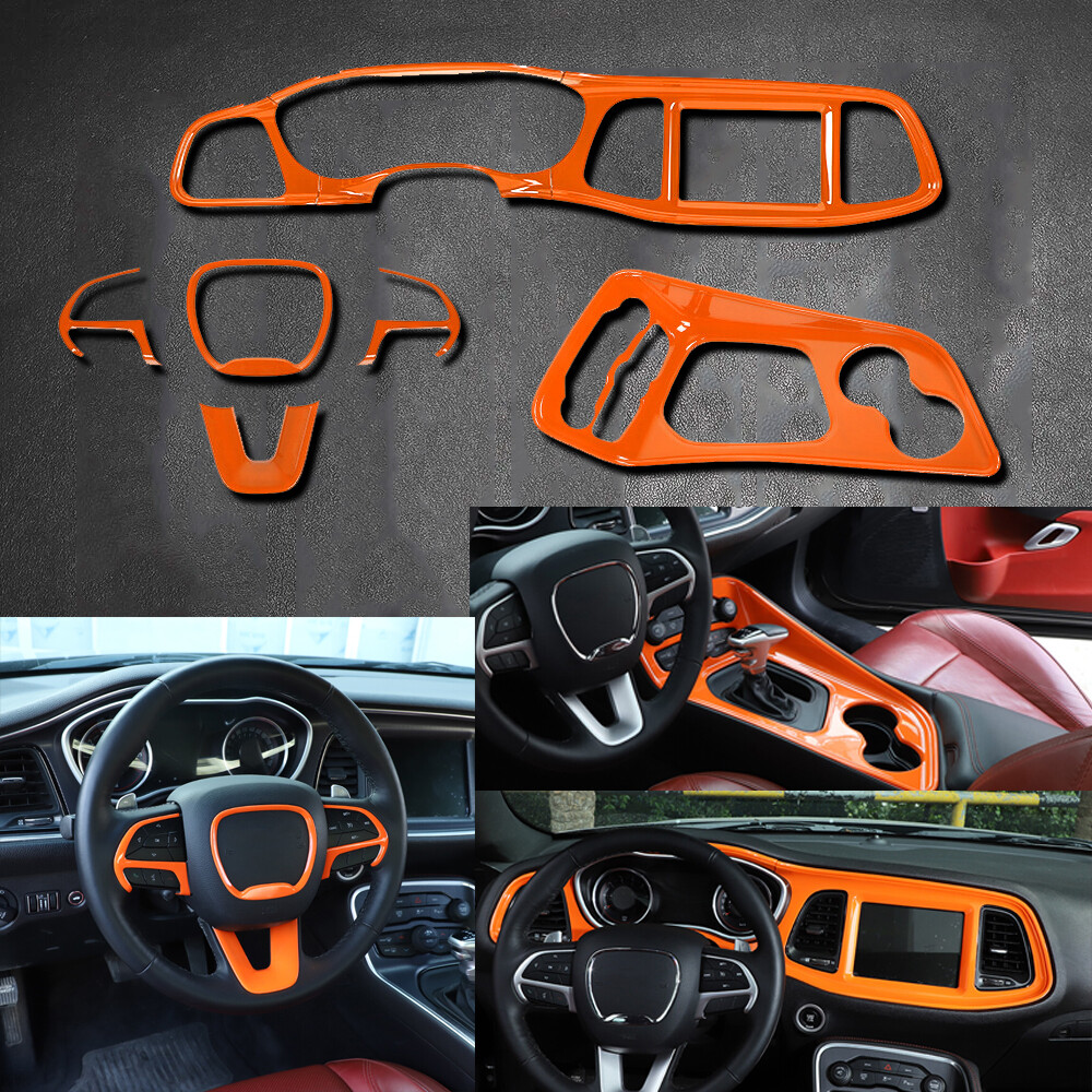 Orange Interior Dash Decor Cover Trim Kit for Dodge Challenger 2015+ A+