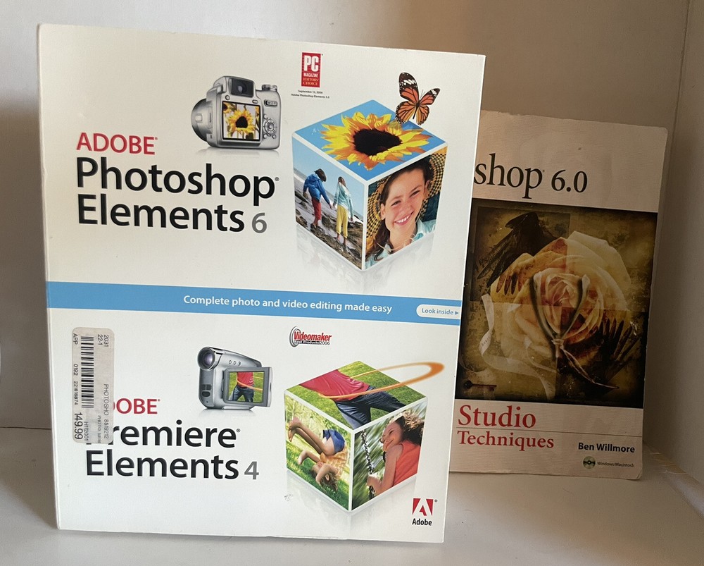 Adobe Photoshop Elements 6 PC Retail Big Box W/ Manual & Inserts + Studio Tech
