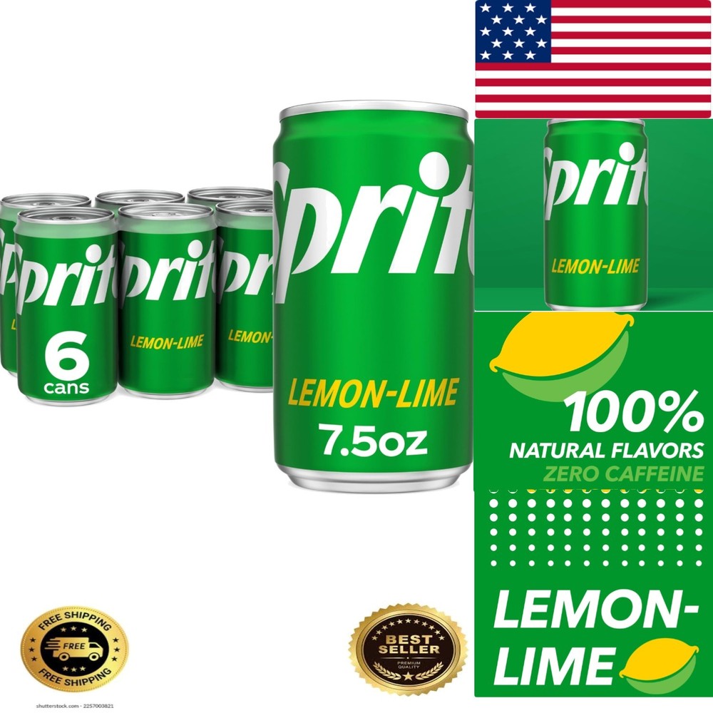 Lemon Lime Soda Soft Drinks, 7.5 fl oz, 6 Pack
