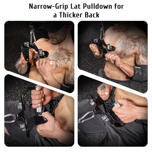 Lat Pull Down Bar Set with 360° Rotatable Handles, Lat Pulldown Attachments