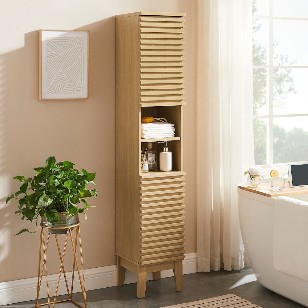 Render Tall Narrow Bathroom Storage Cabinet